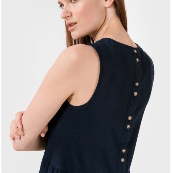 Vero Moda Dress Womens 12 Blue Tiered Helen Milo Mini Linen Blend - Picture 4 of 11